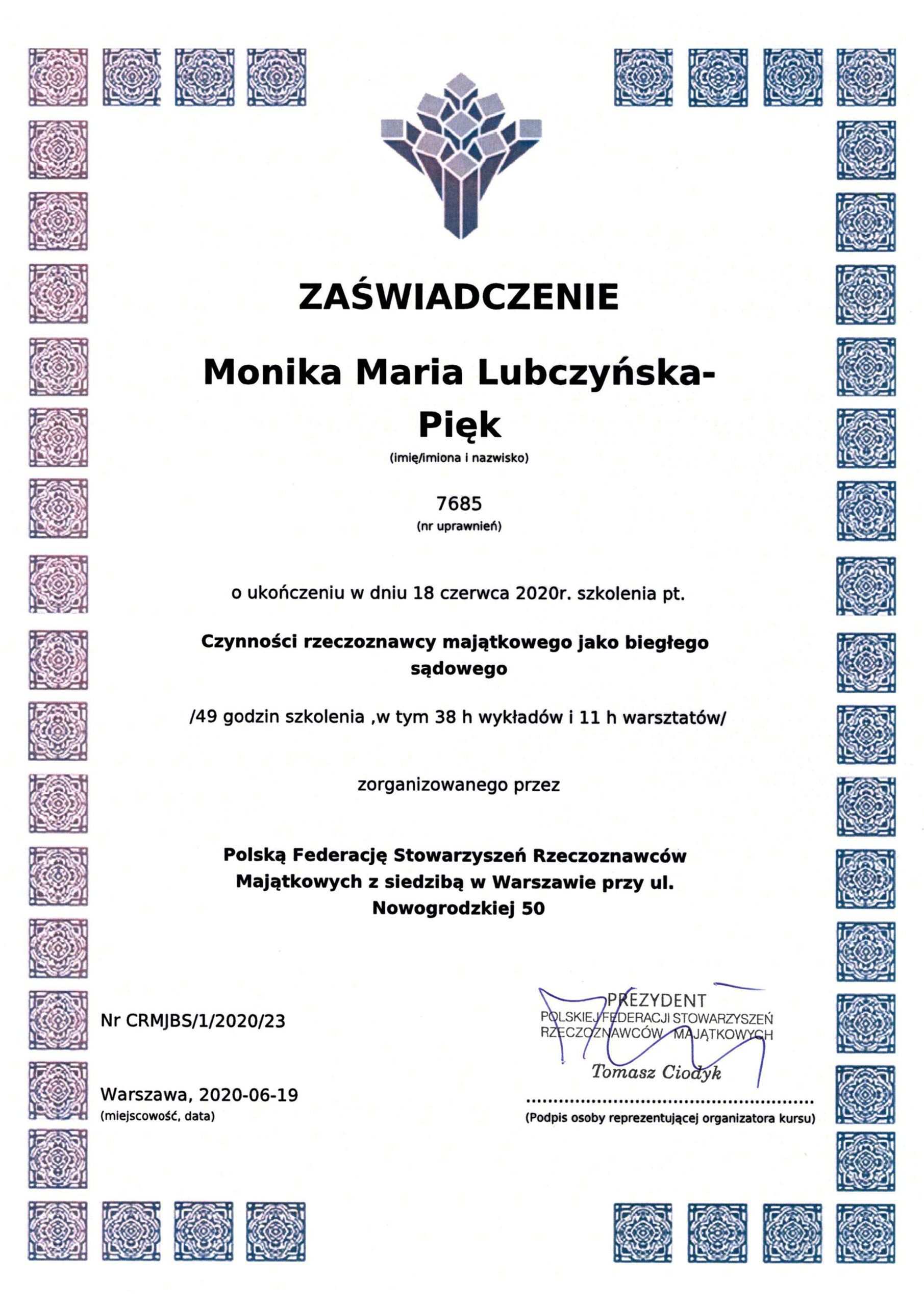 zaswiadczenie